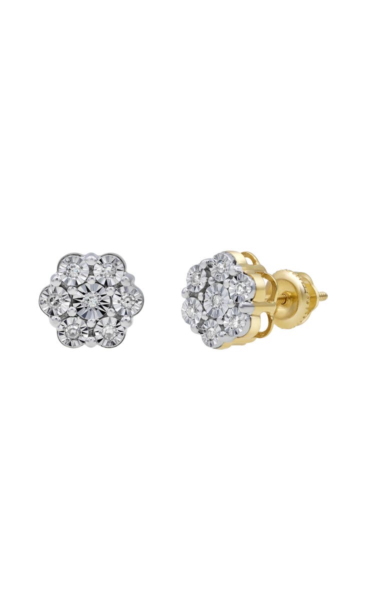 LuvMyJewelry Mini 10K Yellow Gold Diamond Cluster Earrings - 0.08ct., Main, color, 10K Yellow Gold