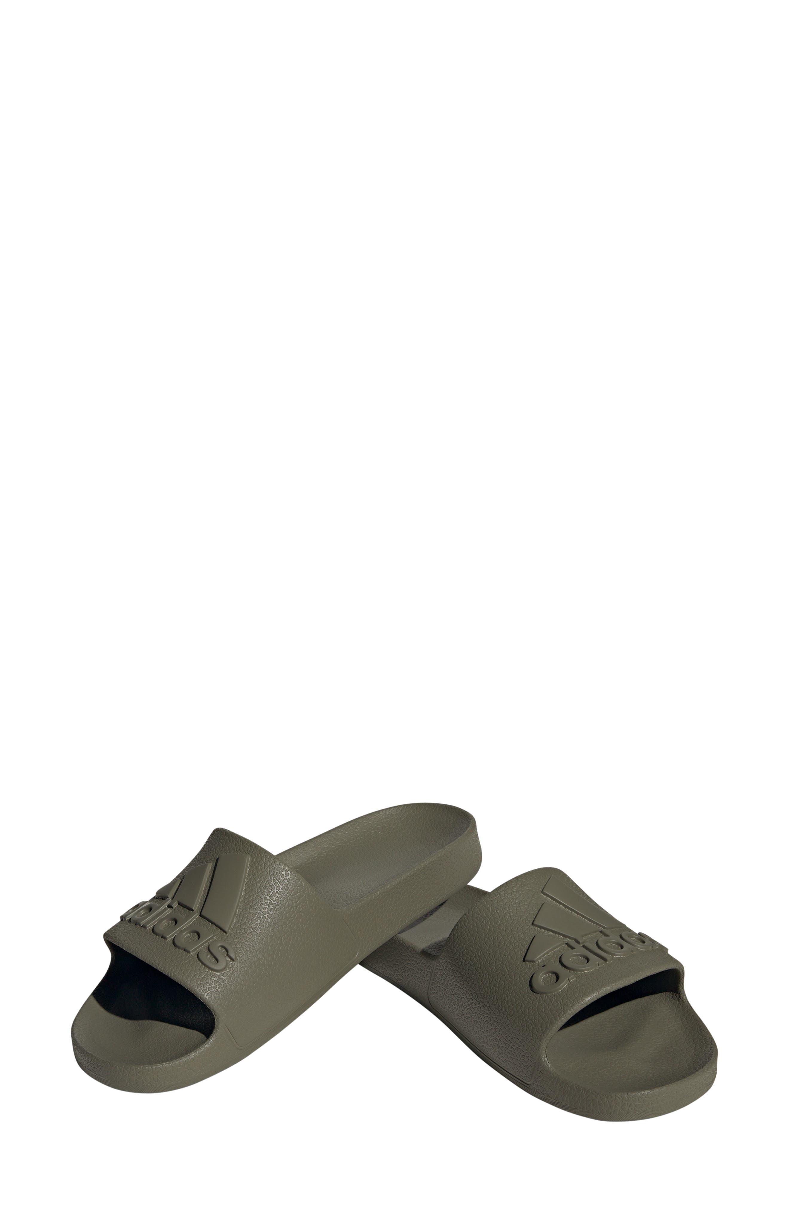 Adilette Aqua Slide Sandal, Alternate, color, OLIVE/ OLIVE/ OLIVE STRATA