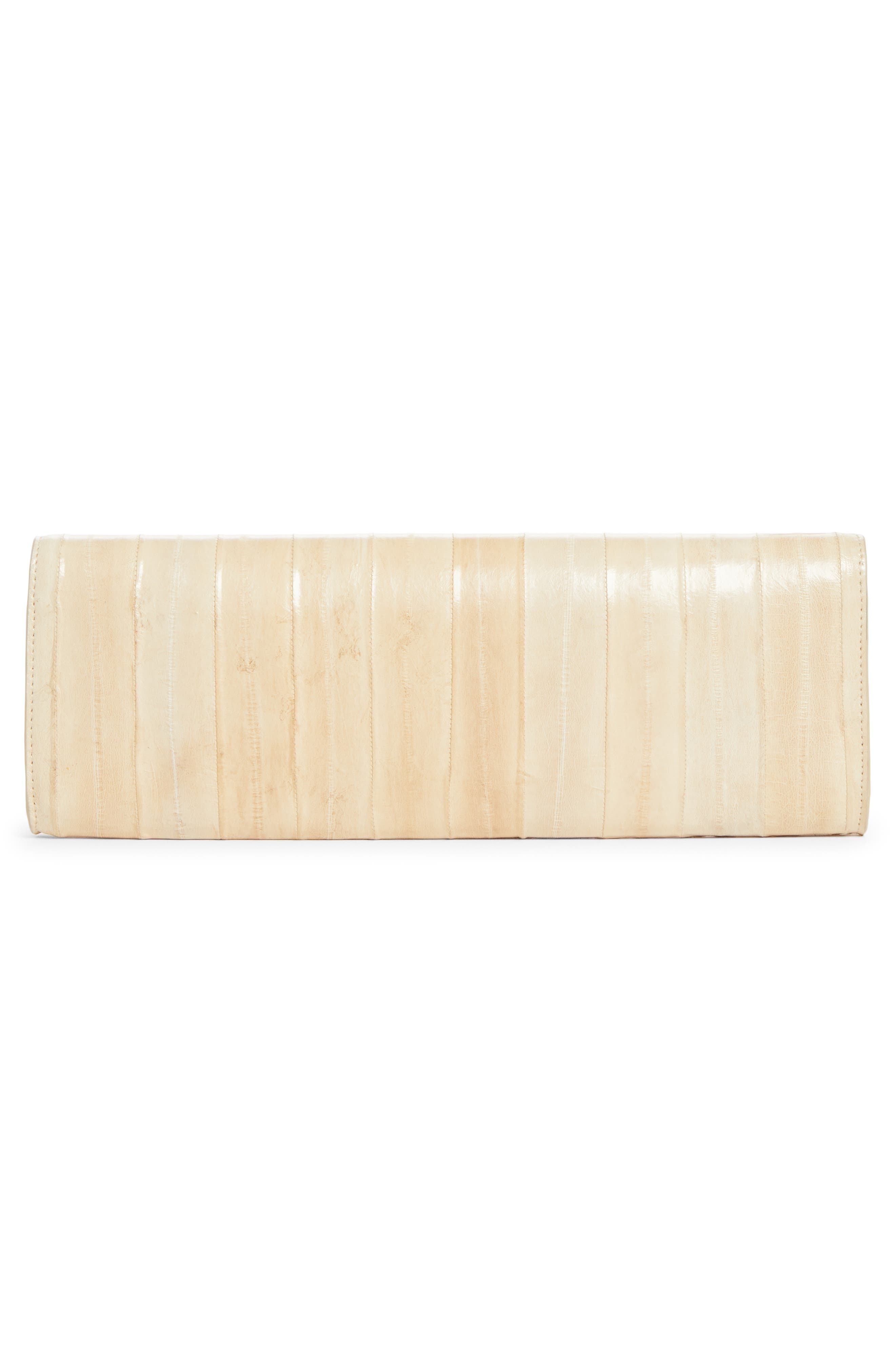 Hex Eel Leather Clutch, Alternate, color, IVORY