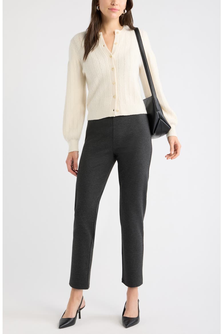 High Waist Ankle Skinny Ponte Pants, Alternate, color, GREY DARK CHARCOAL HEATHER