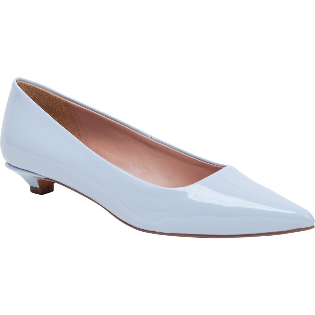 Linea Paolo Patent Pointed Toe Pump In Pale Blue