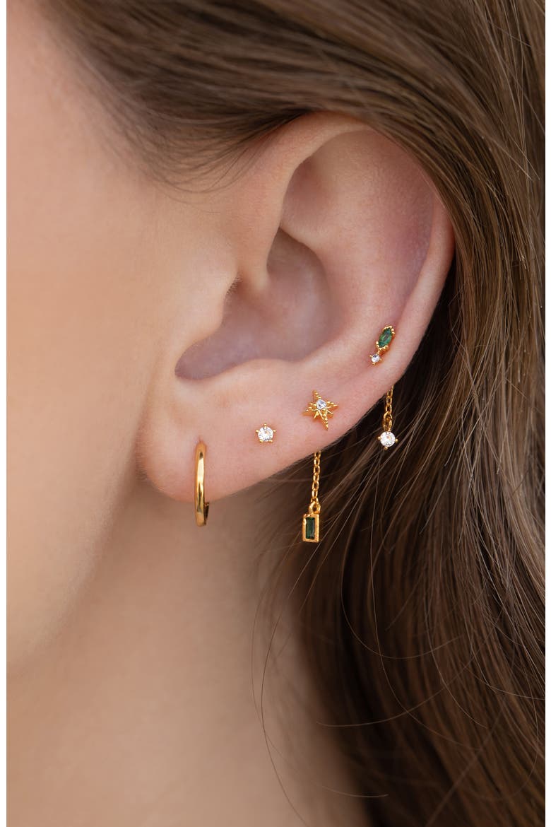 Emerald Dreamscape Set of 4 Mismatched Stud Earrings, Alternate, color, GOLD