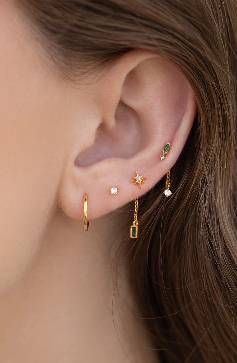 Girls Crew Emerald Dreamscape Set of 4 Mismatched Stud Earrings, Alternate, color, Gold