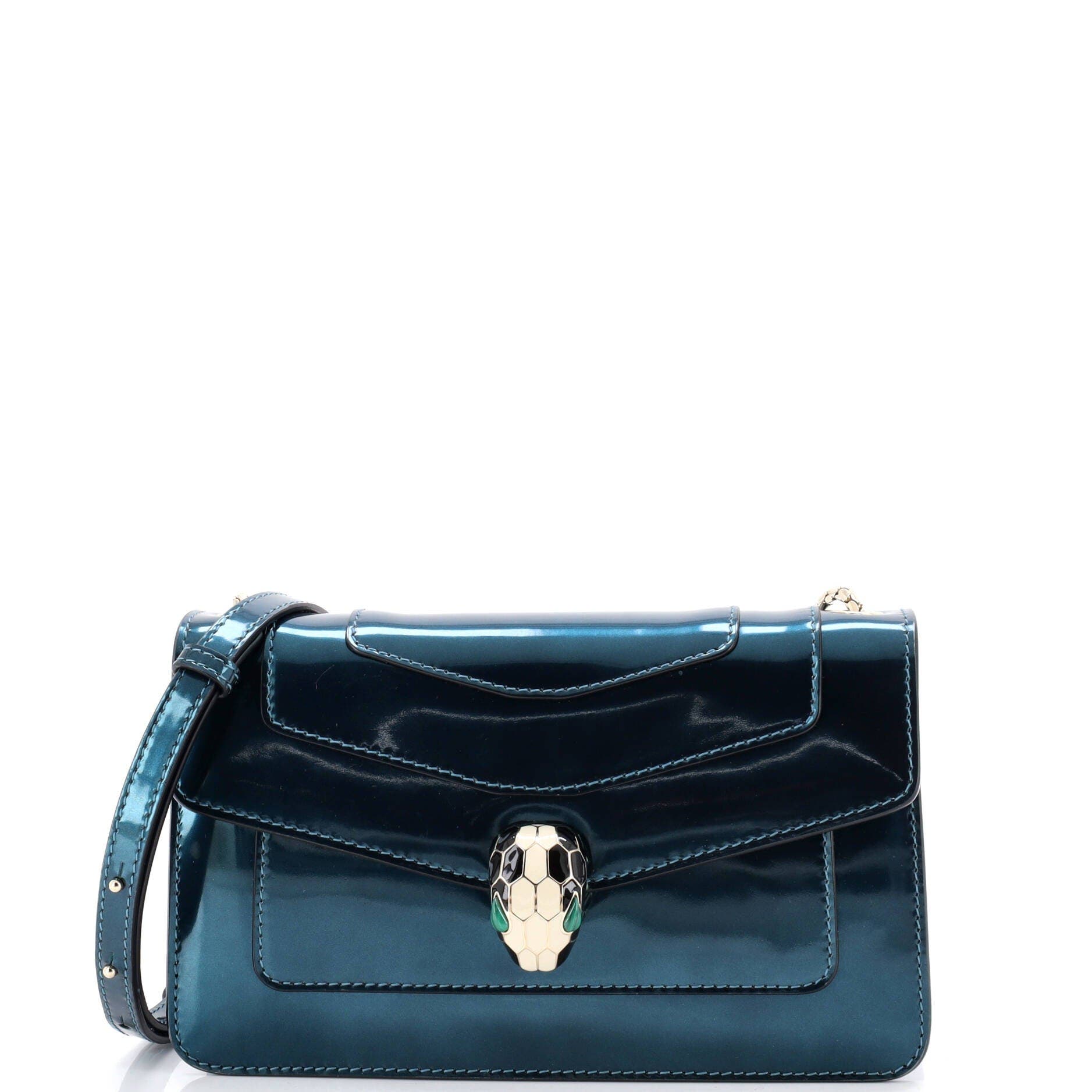 Serpenti Forever Shoulder Bag Patent Small, Main, color, Blue