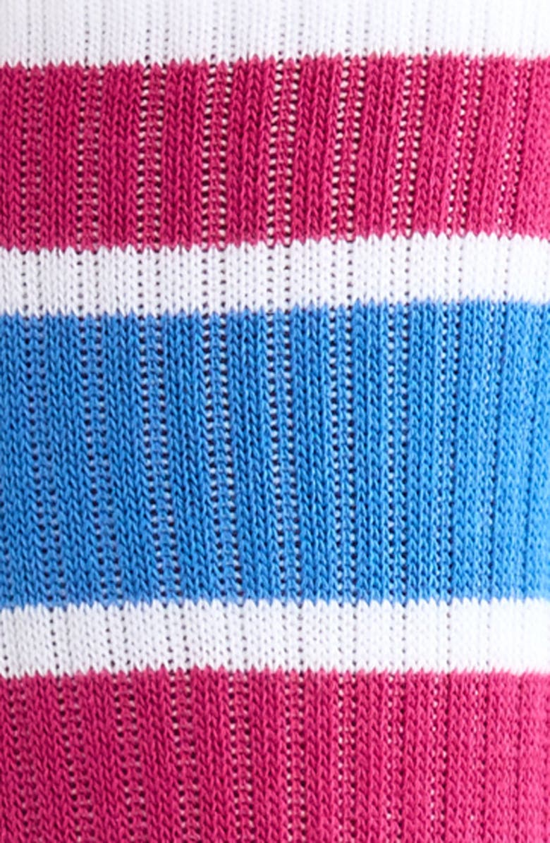 Sporty & Rich Serif Logo Stripe Crew Socks, Alternate, color, White/Berry/Azure
