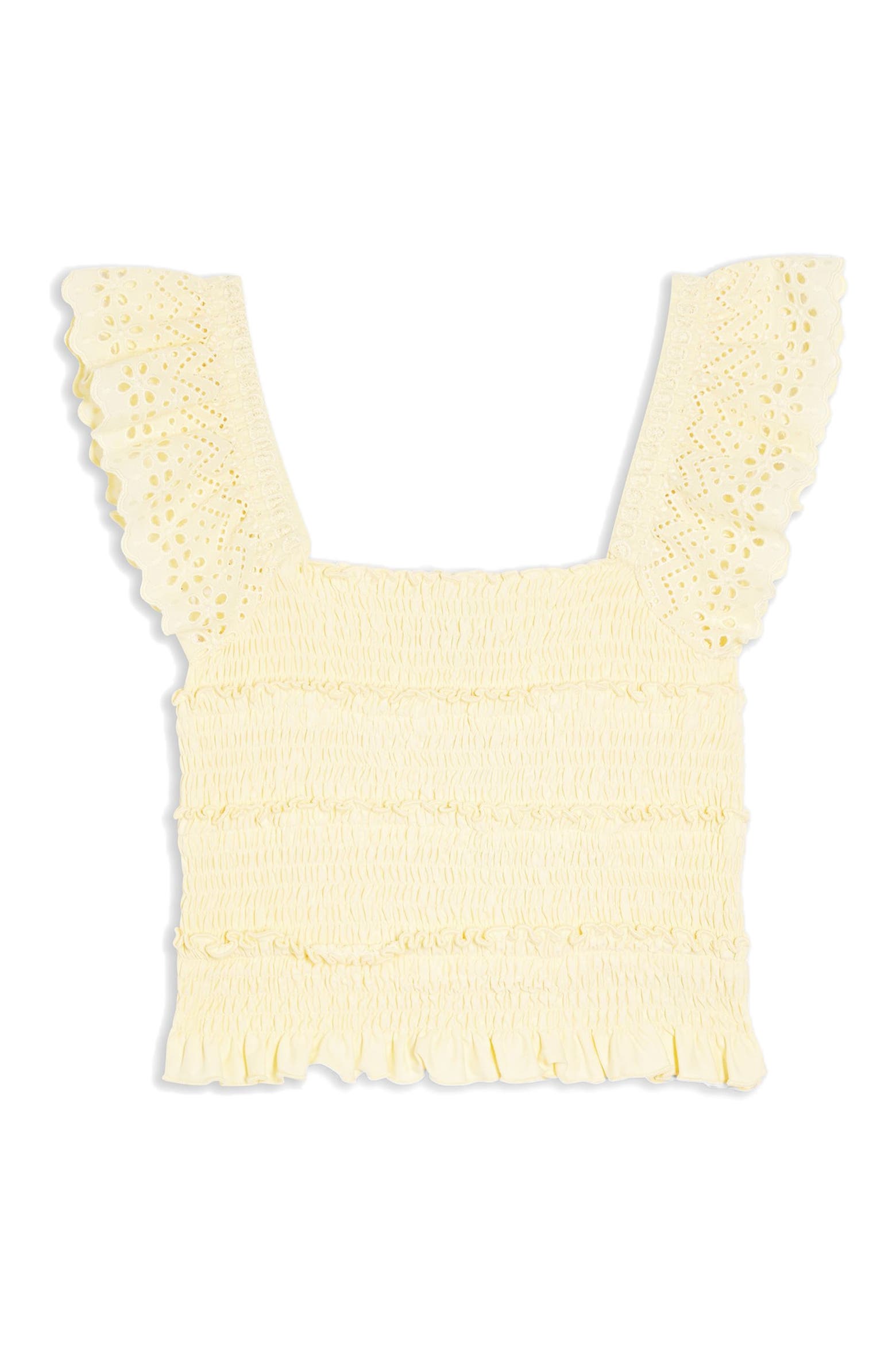 Water Main Laying Machine Topshop Smocked Ruffle Strap Crop Top (Women) | Nordstromrack