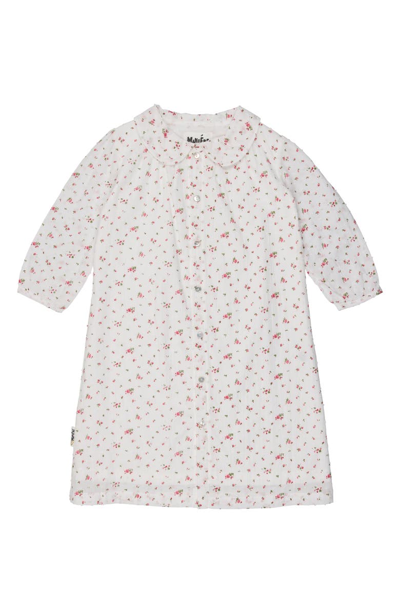 Manière Kids' Floral Cotton Blend Dress, Main, color, White