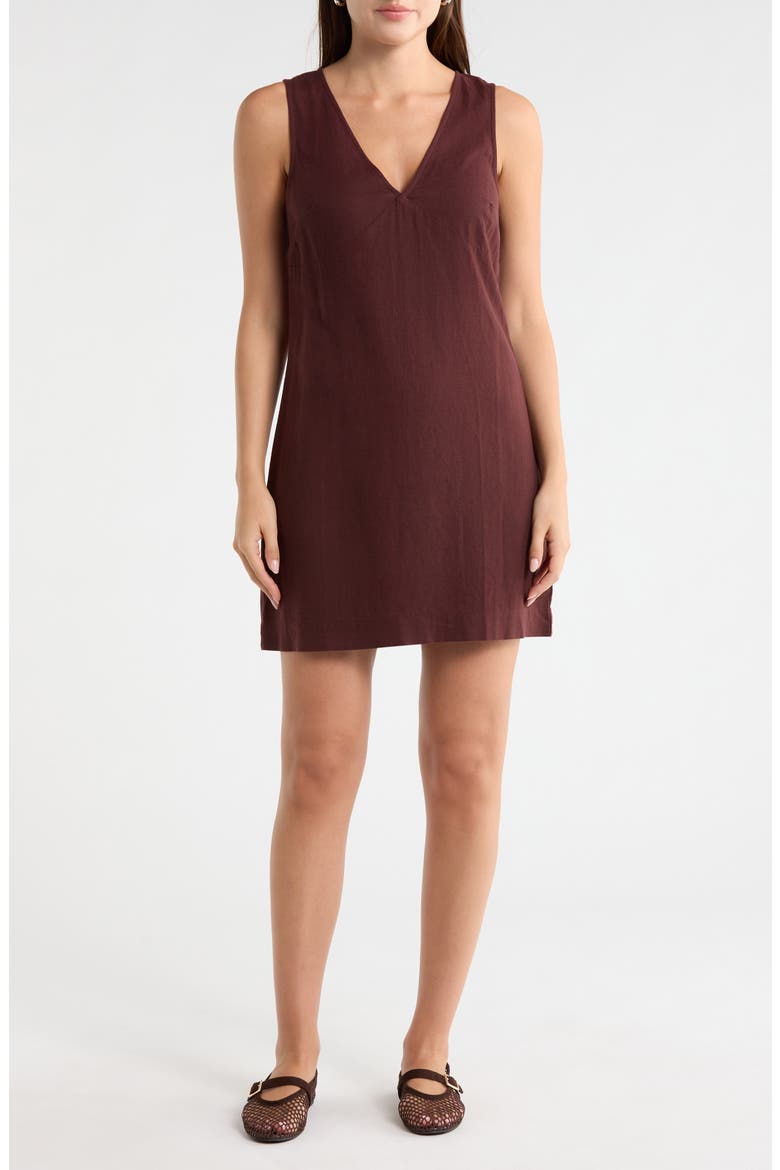 Marina Linen Blend Minidress, Main, color, CHOCOLATE RAISIN