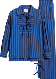 Damson Madder Floki Stripe Organic Cotton Pajamas