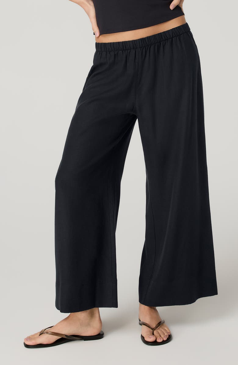 Vuori Trestles Twill Everyday Wide Leg Crop Pants, Alternate, color, Black