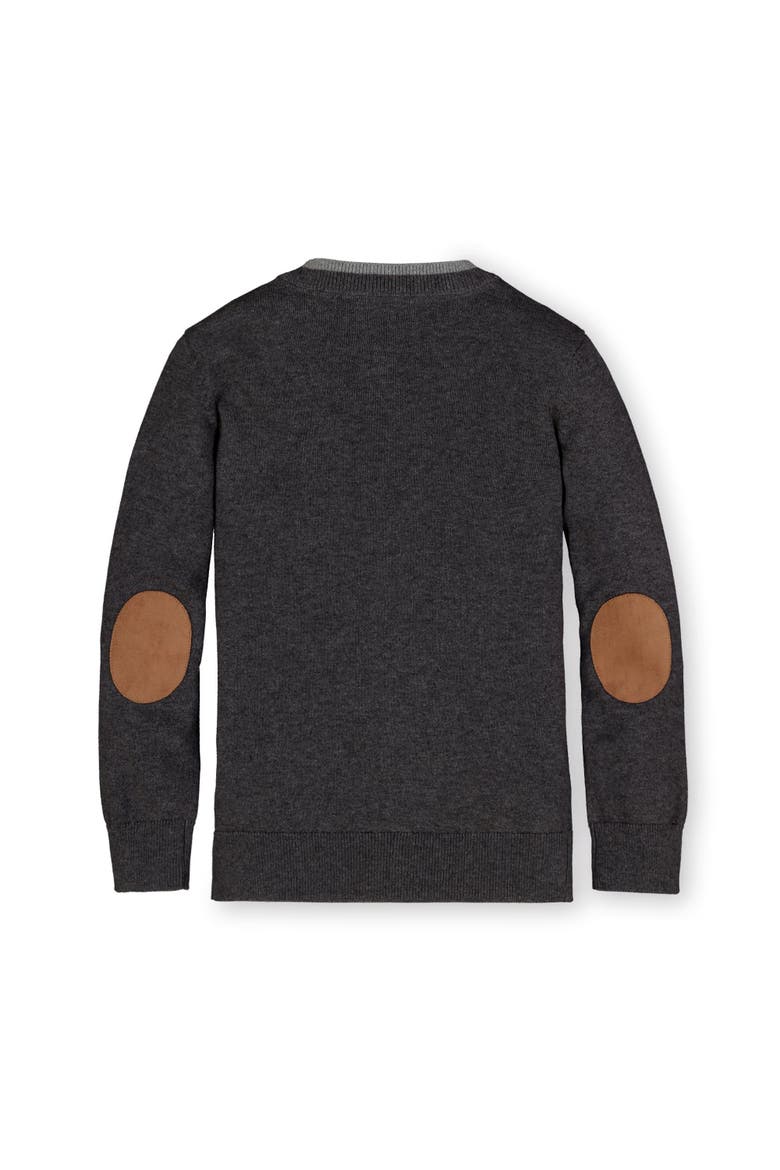 Baby Boys' Organic Tipped Cardigan with Elbow Patches, Infant, Alternate, color, Charcoal Gray Heather