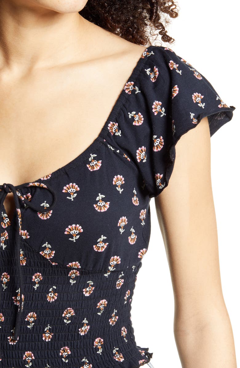 Billabong Secret Spot Flutter Sleeve Crop Top, Alternate, color, 