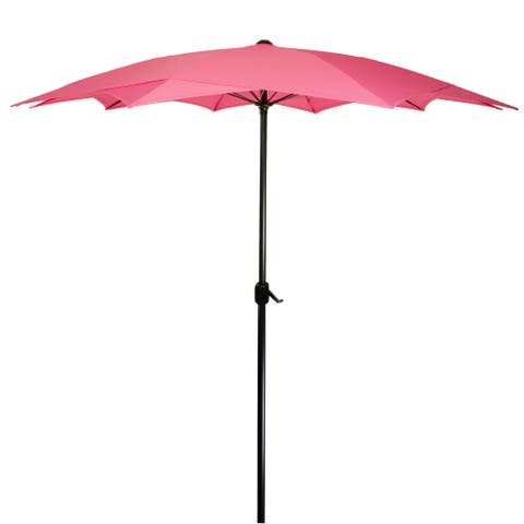 8.85ft Outdoor Patio Lotus Umbrella With Hand Crank, Pink