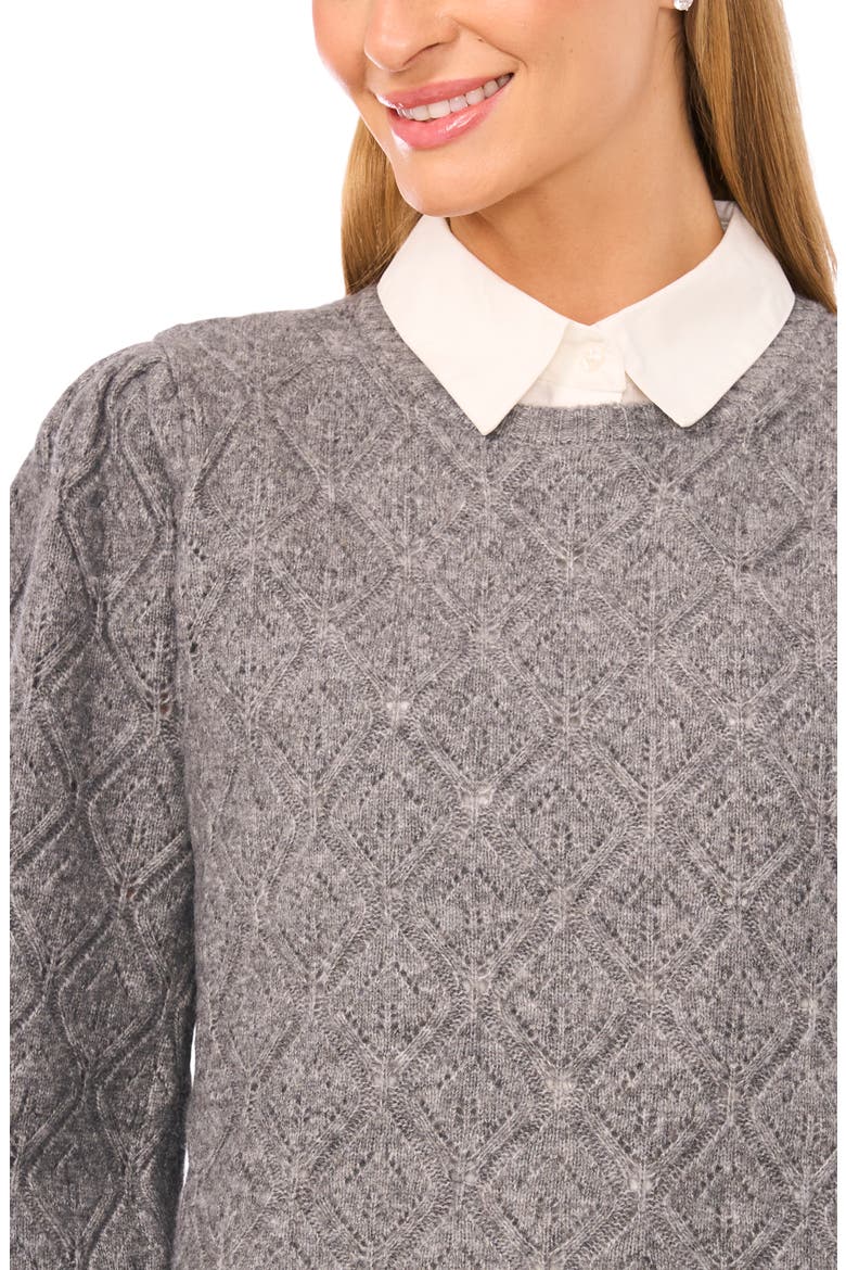 Pointelle Mixed Media Sweater, Alternate, color, FOSSIL