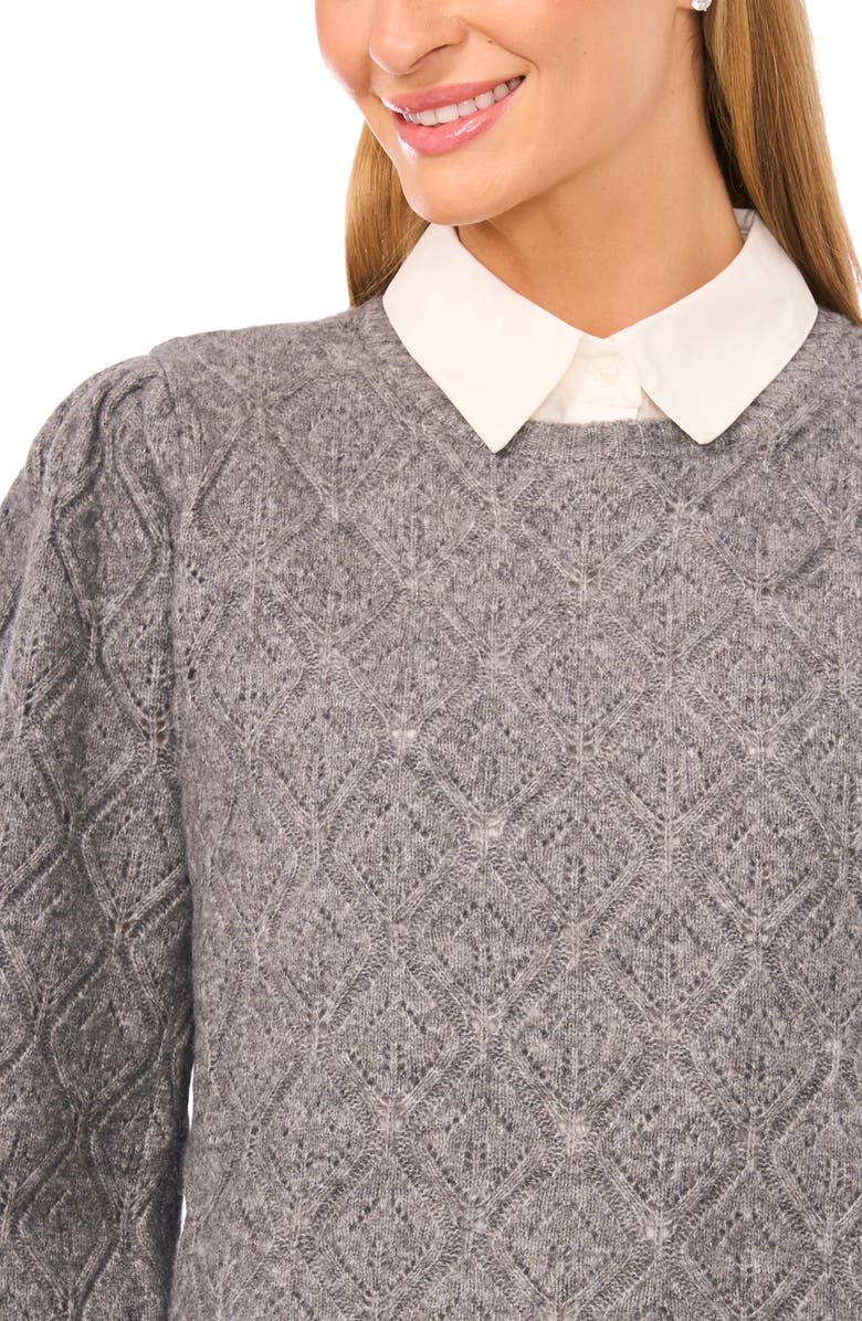 Ted Baker Pointelle Mixed Media Sweater, Alternate, color, Fossil