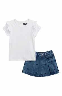 7 For All Mankind Kids' Ruffle T-Shirt & Skort Set