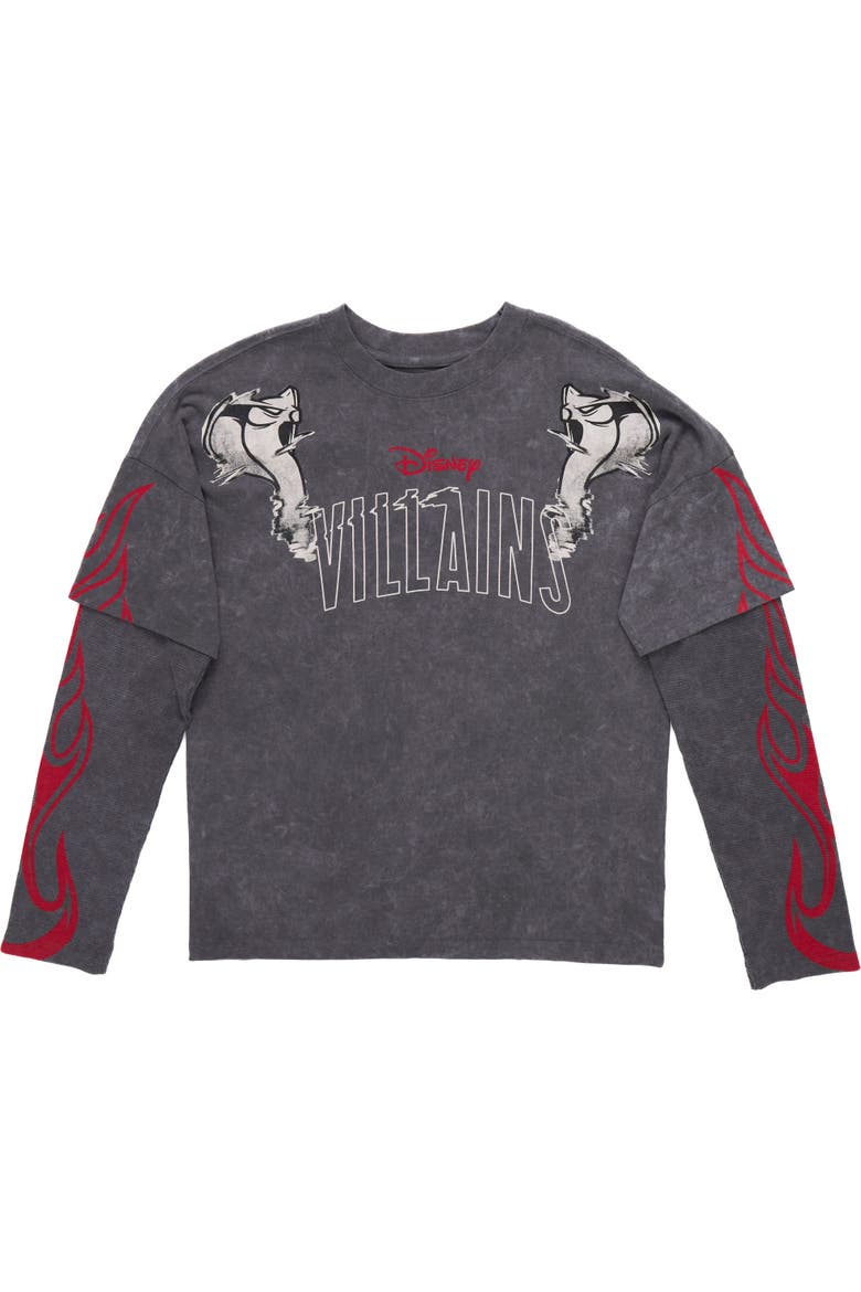 Princess Long Sleeve Layered T-Shirt, Main, color, Charcoal Hades