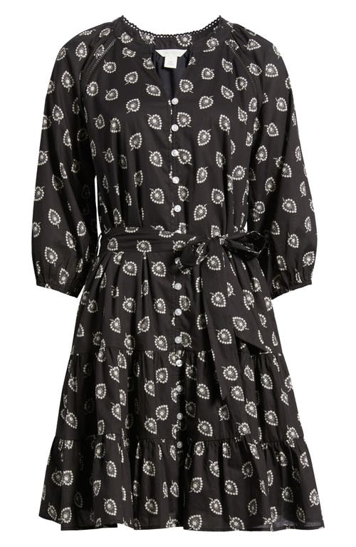 Caslonr Caslon(r) Print Cotton Minidress In Black- Ivory