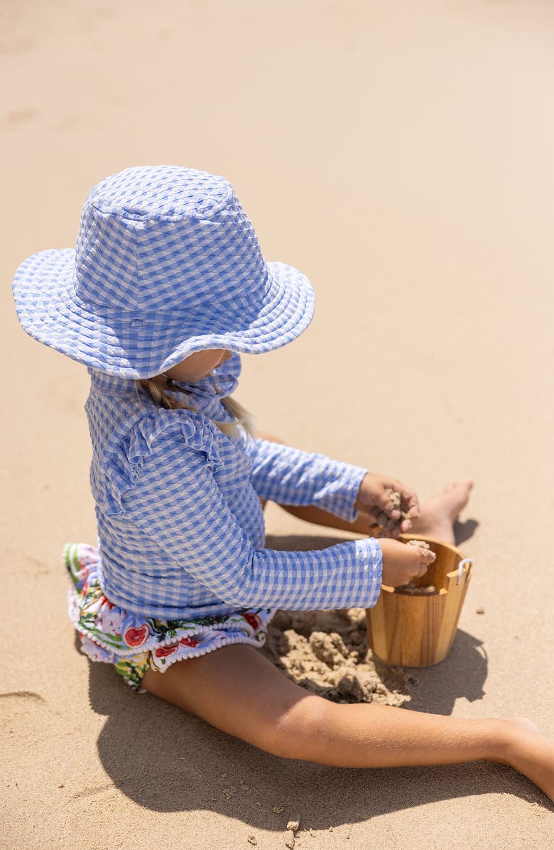 Snapper Rock Ciao Paradiso Ruffle Long Sleeve UPF 50+ Two-Piece Swimsuit, Alternate, color, Blue