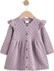 NEXT Kids' Textured Pointelle Cotton Knit Dress