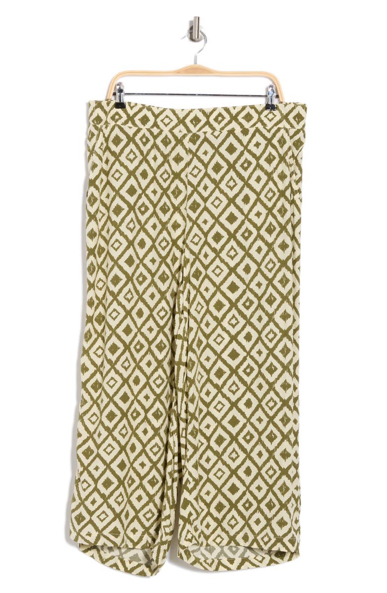 T Tahari Crop Wide Leg Palazzo Pants, Alternate, color, Ivory/ Green Aztec