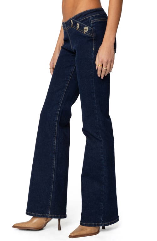 Edikted Alison Low Rise Flared Dark Rinse Wash Jeans In Blue