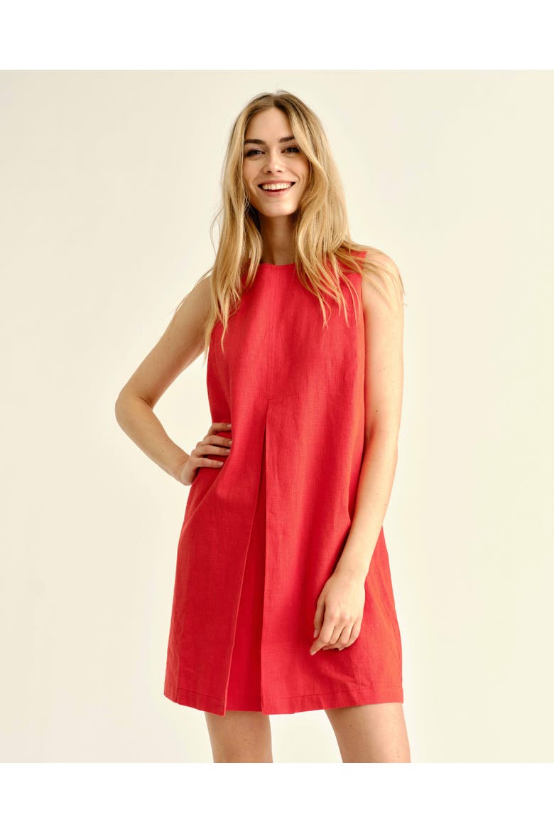 Fiona Linen Shift Dress, Main, color, Poppy