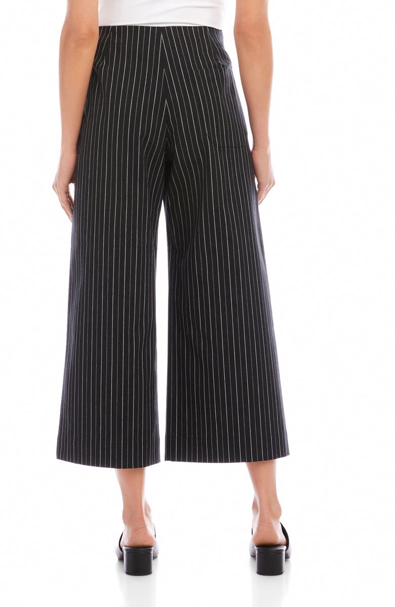 Karen Kane Stripe Wide Leg Crop Pants, Alternate, color, Black