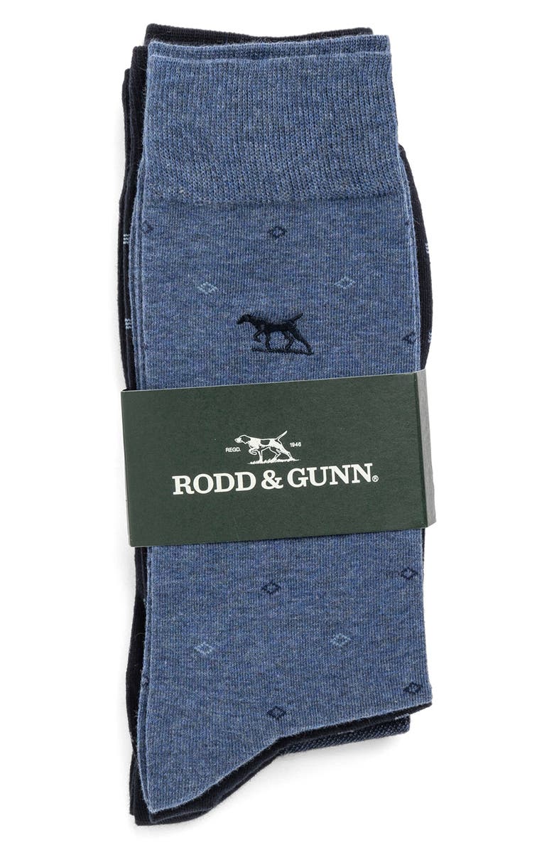 Rodd & Gunn Assorted 3-Pack Stripe & Neat Cotton Blend Dress Socks, Alternate, color, Blue Multi