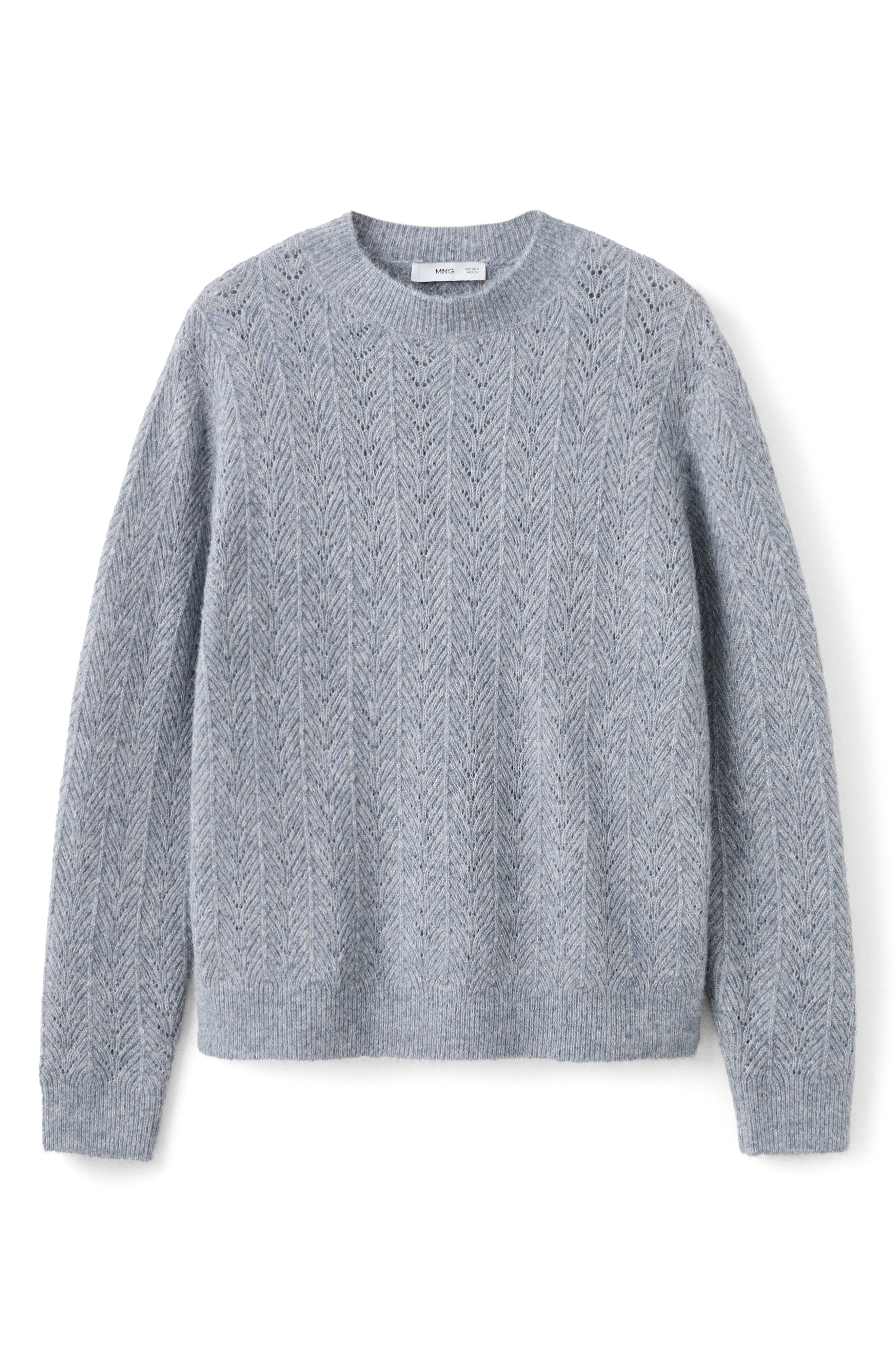 Metallic Pointelle Cable Knit Sweater - image 2