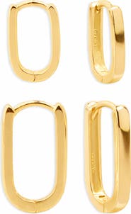 ARGENTO VIVO Set of 2 Oblong Huggie Hoop Earrings