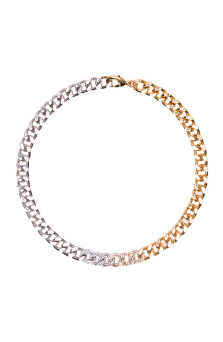 maje Two-tone rhinestone link necklace, Main, color, Gold Silver