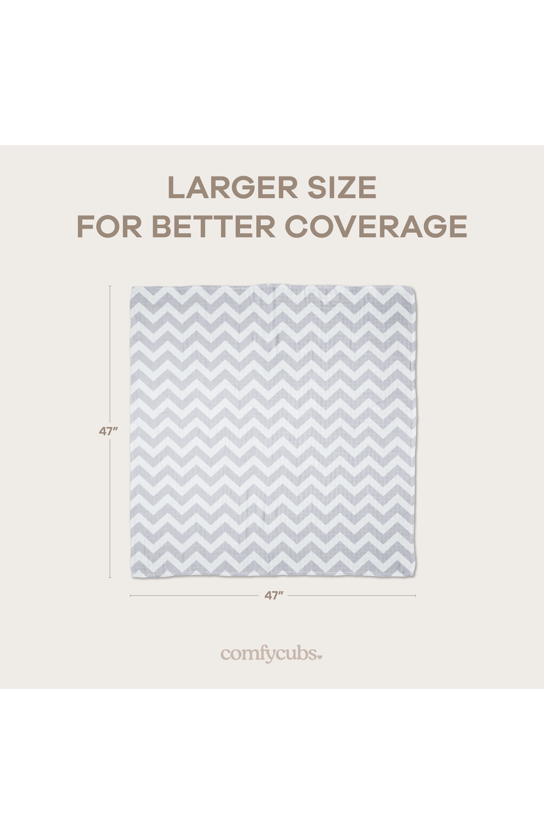 Comfy Cubs Muslin Swaddle Blankets, 4 Pack, Alternate, color, Grey