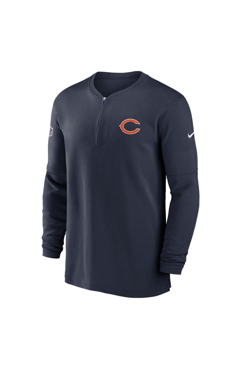 Nike Men's Nike  Navy Chicago Bears 2023 Sideline Performance Long Sleeve Tri-Blend Quarter-Zip Top, Alternate, color, Navy