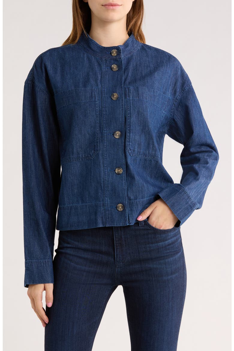 Casual Denim Jacket, Main, color, MEDIUM WASH