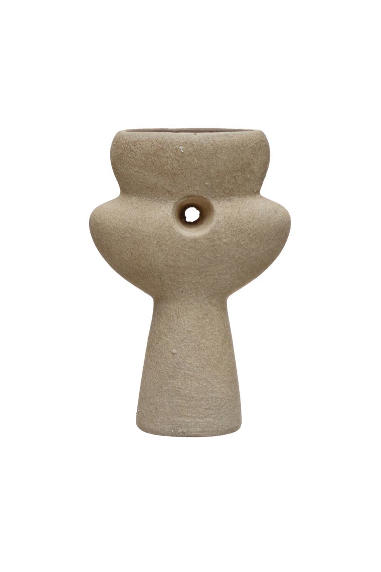 Terra-cotta Sculptural Vase, Natural Sand Finish, Main, color, Grey