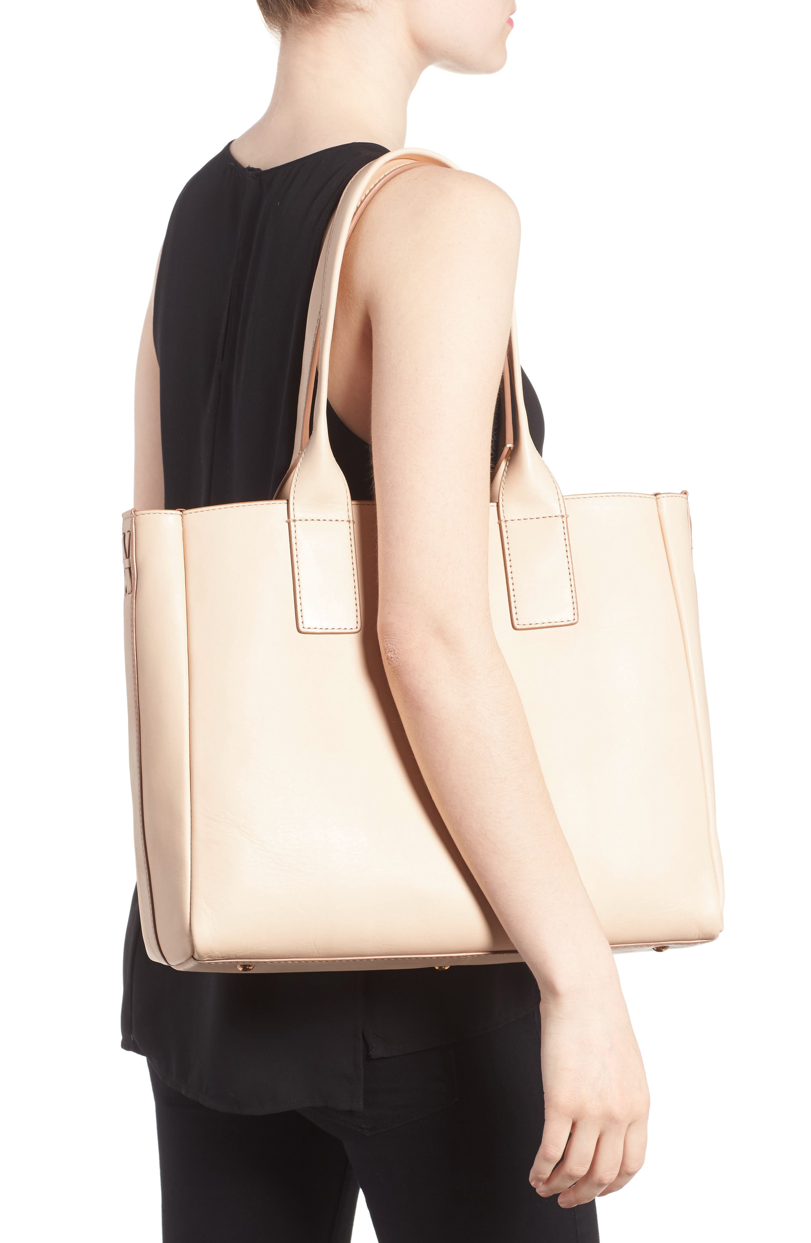 Ilana Leather Tote, Alternate, color, NATURAL