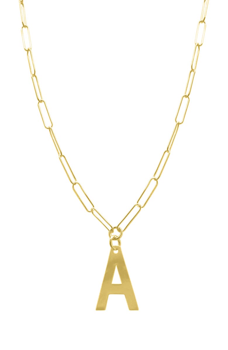 Adornia 14K Yellow Gold Plated Sterling Silver Initial Necklace, Main, color, 