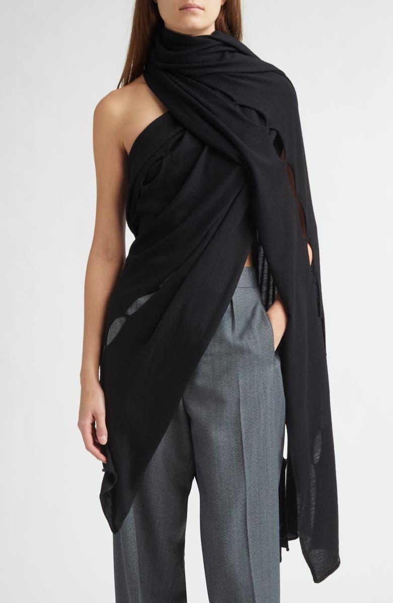 EMILY DAWN LONG River Wool Shawl, Main, color, Black