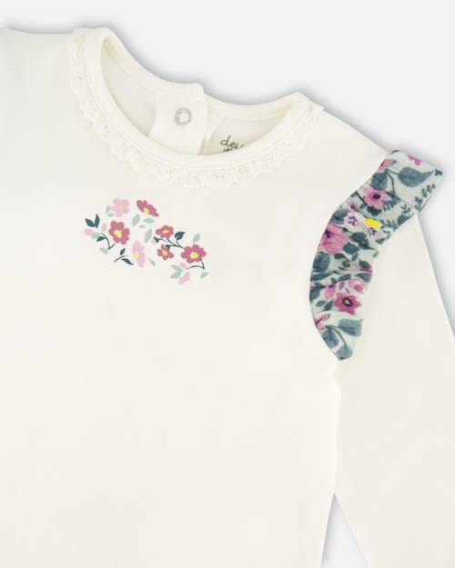 Deux Par Deux Organic Cotton Top And Muslin Pants Set In White