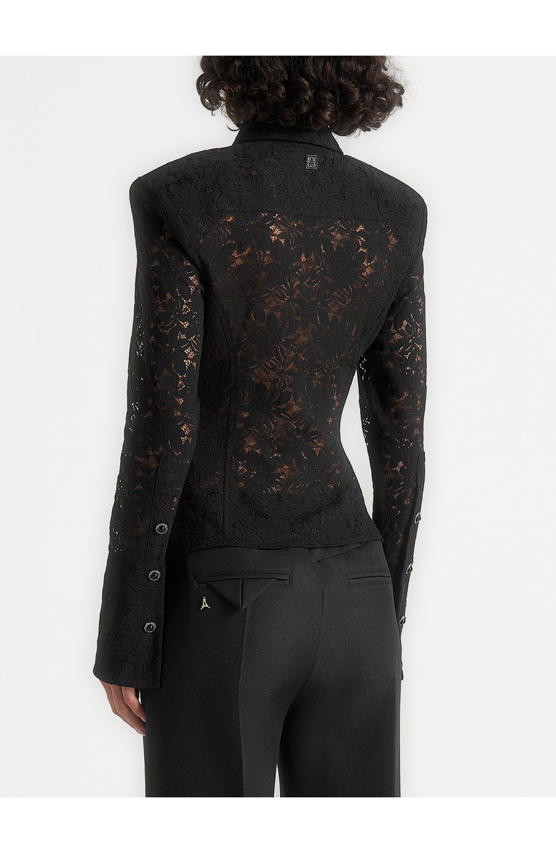 Manière De Voir Sila Wide Shoulder Lace Angled Shirt, Alternate, color, Black