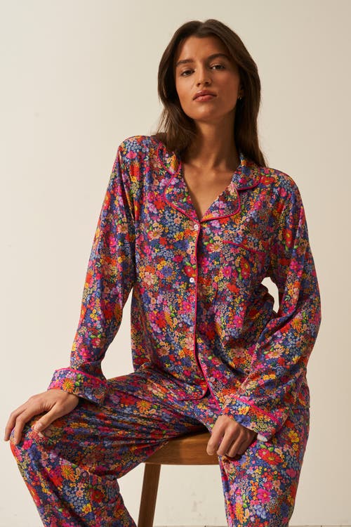Stripe & Stare Long Pyjama Set In Full Bloom