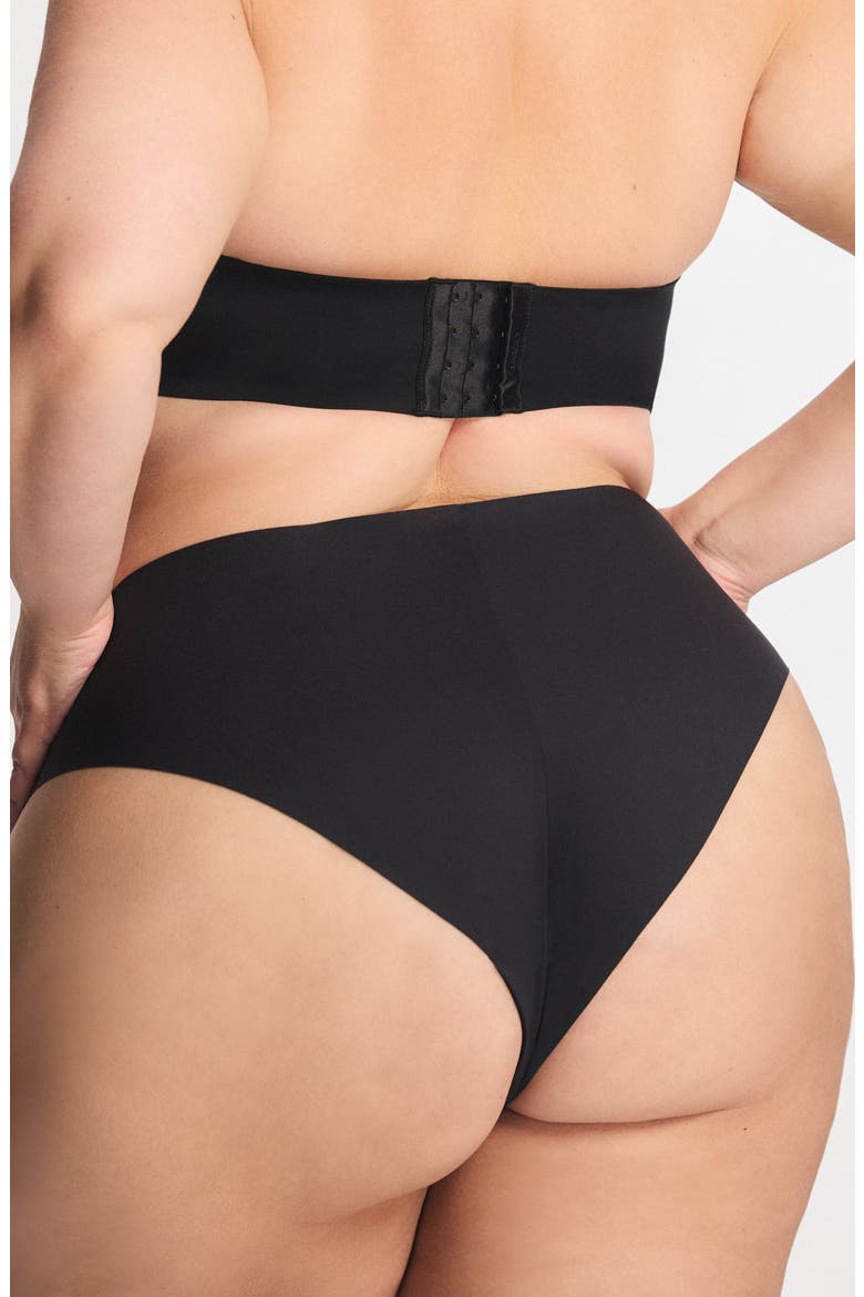 Microfiber No-Show Hipster Briefs, Alternate, color, BLACK CAVIAR