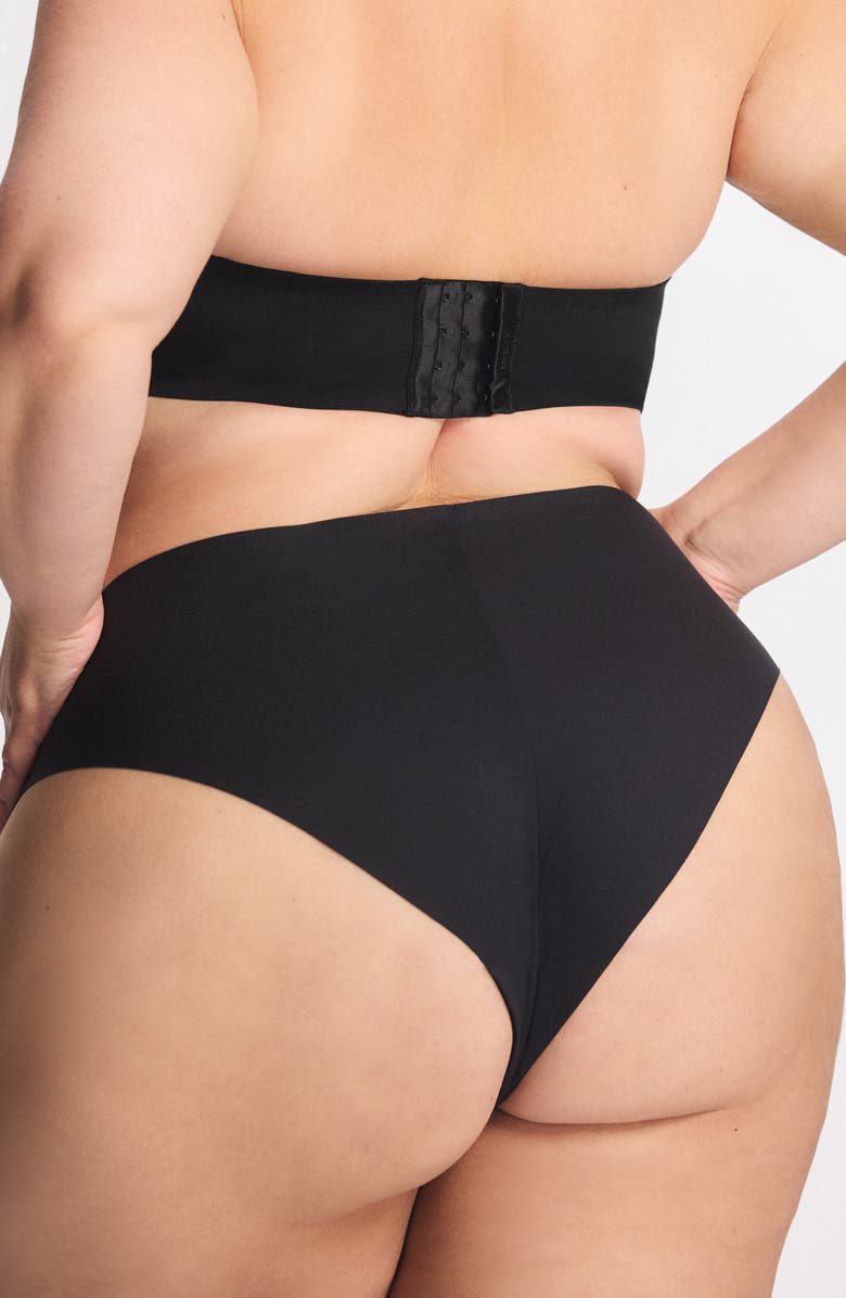 SAVAGE X FENTY Microfiber No-Show Hipster Briefs, Alternate, color, Black Caviar