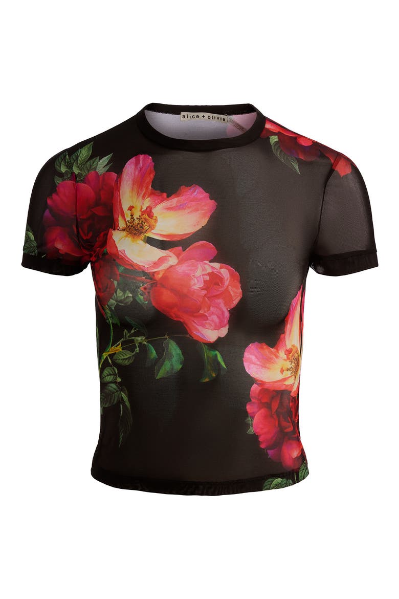 Tess Floral Mesh T-Shirt, Alternate, color, EMPRESS BLOOM BLACK