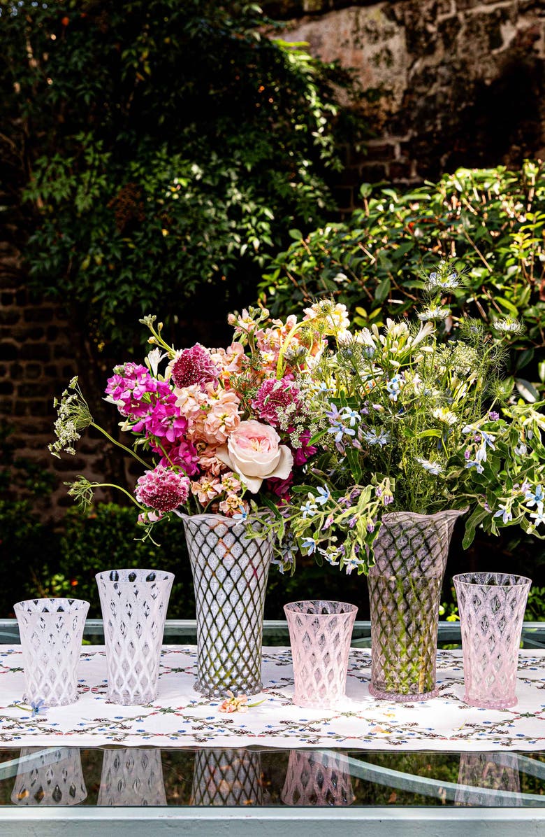 Juliska Trellis Large Glass Tumbler, Alternate, color, White