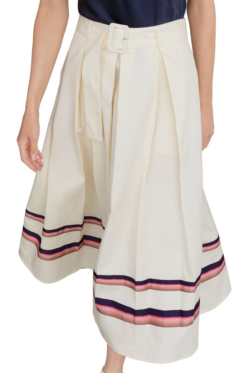 Reiss Rian Stripe Stretch Cotton Midi Skirt, Alternate, color, Cream