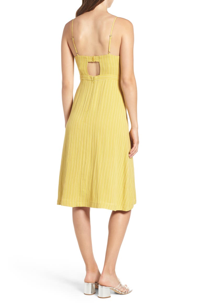 Stripe Tie Front Midi Dress, Alternate, color, YELLOW STRIPE