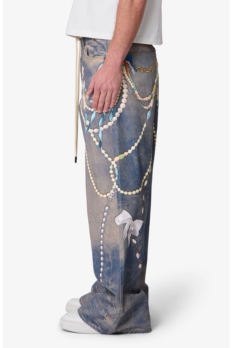 Rave Chain Print Denim Jeans, Alternate, color, WASHED BLUE