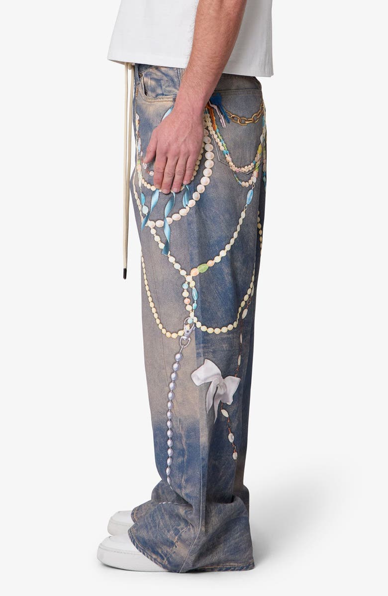 mnml Rave Chain Print Denim Jeans, Alternate, color, Washed Blue